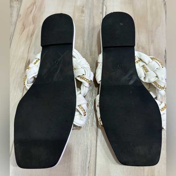 White and Gold Braided Sandals - Picture 2 of 3